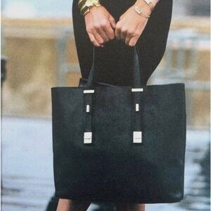 India Hicks Black Leather Tote